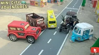 Jcb4dx Mahindra Thar Tractor TATA Truck Autorickshaw Bus | Jcb cartoon Video 