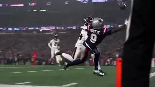 Sideline angle of Kayshon Boutte&rsquo;s one handed TD catch while falling down in the end zone 