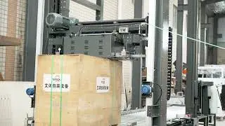 cardboard strapping and wrapping packing line#palletstrapper#palletwrapper#strapmachine#wrapmachine