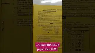 CA final IBS MCQ paper solution Sep 2025 #cafinal