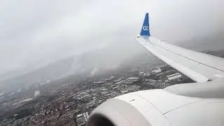 Air Europa B737 MAX 8 Rainy Onboard Takeoff Madrid Barajas EC-OPA Seat 7F