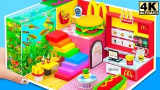 Build Most Special and Unique McDonald's House with Hamburger Bed and Big Aquarium from Cardboard
