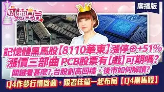 2025.12.11 廣播節目【記憶體黑馬股【8110華東】漲停&oplus;+51%，漲價三部曲PCB股票有【戲】可期嗎?關鍵看甚麼?Q4作夢行情啟動，跟著佳螢一起布局【Q4黑馬股】】#莊佳螢#股市期皇后