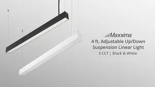 Maxxima 4 ft. LED Black Linear Up/Down Light Fixture and Linkable Straight Bracket Connector