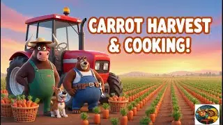 Bull & Bear Harvest Carrots, Cook Dinner, and Relax with Farm Dog 🥕🐻🐂🐶
