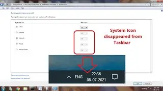 System icons disappeared / do not appear / not showing in the notification area / taskbar in Windows
