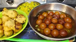 બટાકા પૌંઆ, લીંબુ ગોટા ને સરસ મજાના રસથી ભરેલા ગુલાબ જામુંન 👌👍🙏🤗