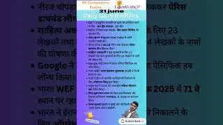 🔥 21 June 2025 Current Affairs in 1 Minute! | #LearnWithCP
