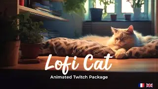 Animated Twitch Package - Lofi Cat - Stream Overlays
