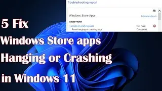 Windows Store apps hanging or crashing Windows 11 -5 Fix