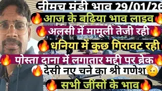 सभी जिंसो के भाव 29/01/2026, भाव Mandi Rate, Nimach mandi bhav, nimach
