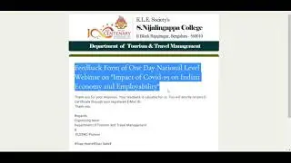 ||Feedback|| Form of certificate National Level Webinar ||Impact|| of Covid-19 on ||Indian Economy||