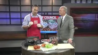 Moe Schlachter demonstrates Texas Beef Council's Western Burger