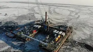 Строительство моста через Волгу / левый берег / bridge construction / дек. 2020 / Тольятти / Russia