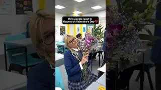 How people react to receiving flowers for Valentine's Day 🌹