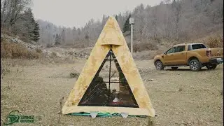 Холодный осенний кемпинг с теплой надувной палаткой | Классическая палатка Air Bushcraft