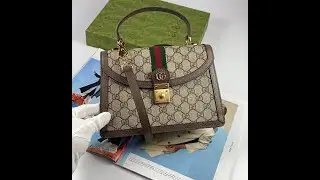 Gucci Ophidia small top handle bag Beige and ebony GG Supreme canvas