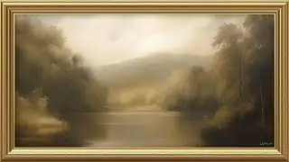 Summer Vintage Landscape Art With Gold Frame 2 Hour Screensaver