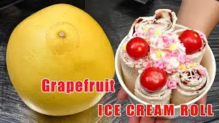 ASMR - GRAPEFRUIT ICE CREAM ROLLS ASMR EATING | MUKBANG | HOW TO MAKE FRIED GRAPEFRUIT ICE CREAM