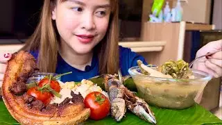 PINOY PERFECT COMBO | Munggo, fried galunggong & lechon kawali | MUKBANG