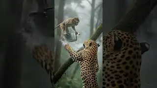 Monkey&rsquo;s Courage or Leopard&rsquo;s Confusion? Who Wins the Wild Battle #wildlife #nature #animals