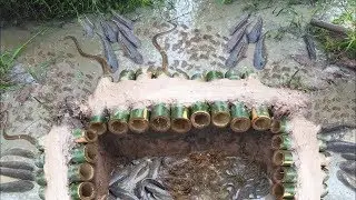 Creative boys Catch Eels By Using Water Pipe With Deep Hole Eel Trap - Catching Eel In Cambodia