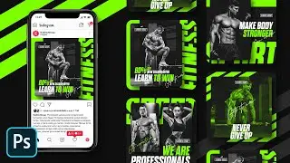 Fitness Sport Club Social Media Design #6 in Photoshop | Photoshop darslari | Фотошоп дарслари