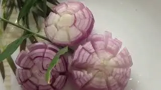 Vegetable Carving | How to Art in Red Onion  Flowers | Food Decoration