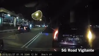 27jan2019 smrt taxi  #SHB193X  SMRT cutting over double white line & purposely ebrake