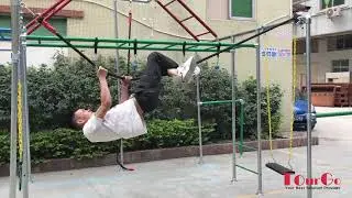 kids backyard ninja obstacle course training equipment set kit with slackline hanging monkey bars