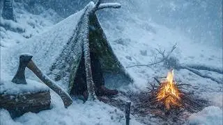 24 Hours Surviving Heavy Snow and Extreme Cold Without a Tent or Sleeping Bag