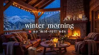 🕯️ Cozy Winter Morning Jazz (NO MID-ROLL ADS) &ndash; Soft Fireplace Ambience in the Snow For Study & Work