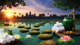 Sunrise Serenity 🌅 Relaxing Music with Angkor Wat & Tropical Waters