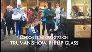 London St Pancras Station.  Truman Show Philip Glass. June 2025