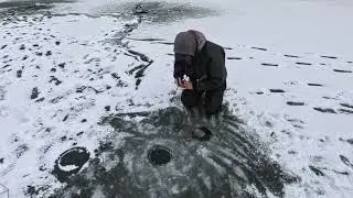 Ice fishing for trout