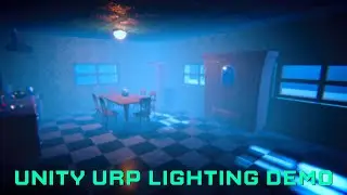 Unity real time night lighting demo scene, Universal Render Pipeline and probuilder.