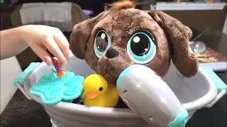 Rescue Tales Scrub 'n Groom Bathtub Playset w/ Chocolate Lab Plush Pet Toy!