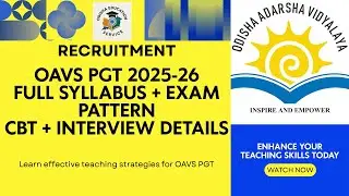 OAVS PGT Recruitment 2025 | Full Exam Pattern & Syllabus | Part-I, II & III Explained