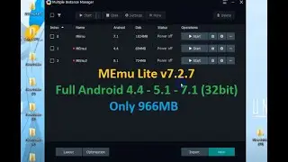 MEmu Lite v7.2.7 Full Android nhẹ cho PC RAM thấp 2GB - OpenGL 2.0