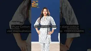 Pure Cotton Printed Co-ord Set For Women in slate colour - The Plush Store