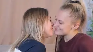 two friends passionate lesbian kiss