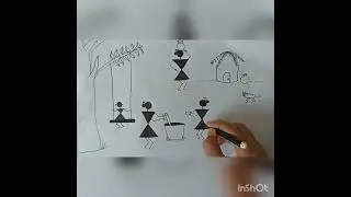 Warli Painting Drawing | Daily Scene | Warli Painting Step By Step | Sanika |