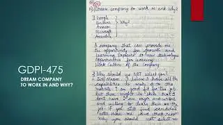 GDPI 475 Dream Company to work in and Why