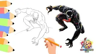 How to Draw Venom | Easy Step-by-Step Marvel Tutorial & Coloring