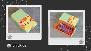 Kawaii Orange Kitty Pencil Case Cardboard [ 3 Minute Craft ]
