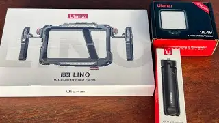 Case Estabilizadora Ulanzi Lino universal + mini tripé de mão, e luz de LED rgb