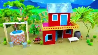 Lighting strike Cow shed on fire -diy mini Cow shed making with bricks science project and cement