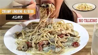 ASMR CREAMY LINGUINE ALFREDO CHICKEN | Eating Show | MUKBANG 먹방 | Sticky Eating Sounds | ASMREats