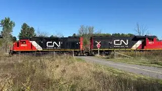 CN 589 Milepost 1 Renfrew Spur Branchline in Ottawa Ontario. Drone view of the train to Arnprior
