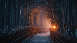 Snowy Bamboo Forest Night – Zen Japanese Lofi | 1 Hour Winter Chill Beats for Study & Sleep